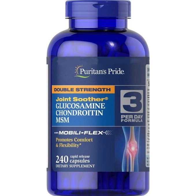 Glucosamina e Condroitina com MSM, Double Strenght, 240 Cápsulas, Puritan's Pride