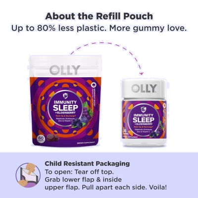 Immunity Sleep + Elderberry Gummies, 3mg de Melatonina, 60 Gomas, OLLY
