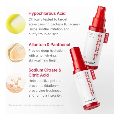 Spray Ácido Hipocloroso, 50ml Calmante para Pele Sensível, Bruma Facial, Medicube