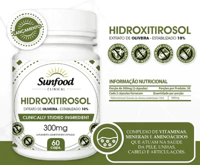 Hidroxitirosol, Extrato de Oliveira, 60 Cápsulas, Sunfood