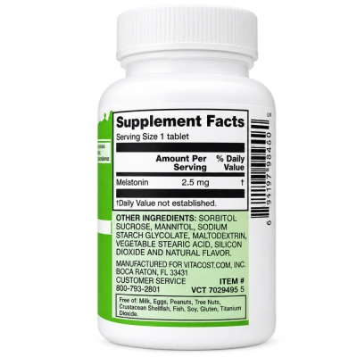 Melatonina Mastigável Sabor Cereja Natural, 2,5mg, 60 Tablets Mastigáveis, Vitacost