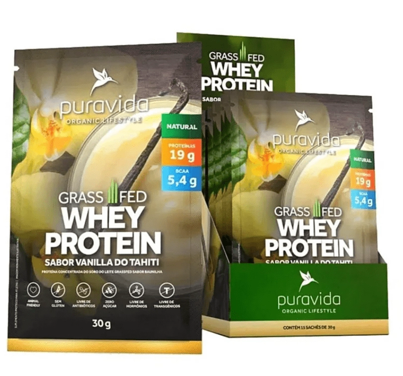Whey Protein Grassfed, Sabor Baunilha, 450g, Pura Vida