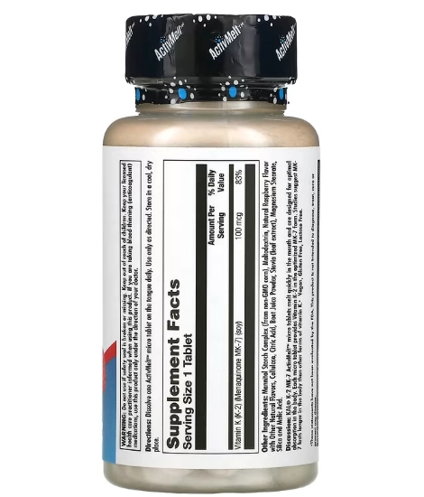 Vitamina K-2 MK-7 100mcg, 60 Microcomprimidos Sabor Framboesa, KAL