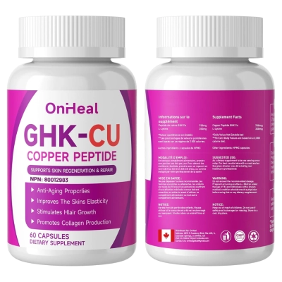 GHK-Cu Copper Peptide, 750mcg, 60 Cápsulas, OnHeal