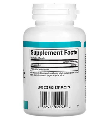 Ácido Alfa Lipoico, 200mg, 120 cápsulas, Natural Factors