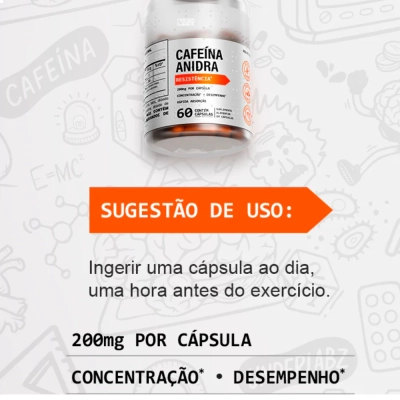 Cafeína Anidra, 200mg, 60 Cápsulas, Under Labz