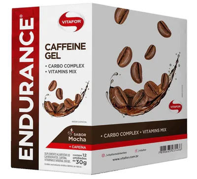 Endurance, Caffeine Gel, 12 Sachê de 30g, Sabor Mocha, Vitafor