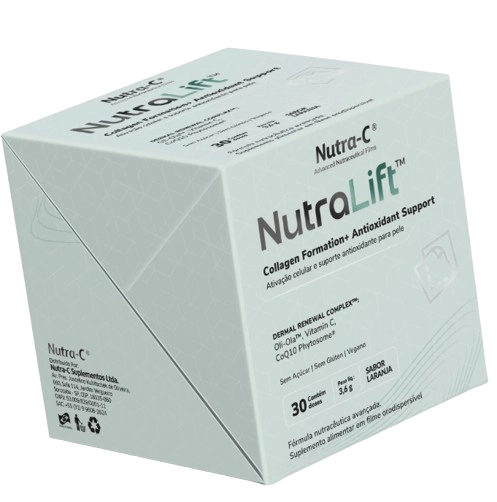 NutraLift, Suporte Antioxidante para a Pele, 30 Filmes Orodispersíveis Sabor Laranja, Nutra-C