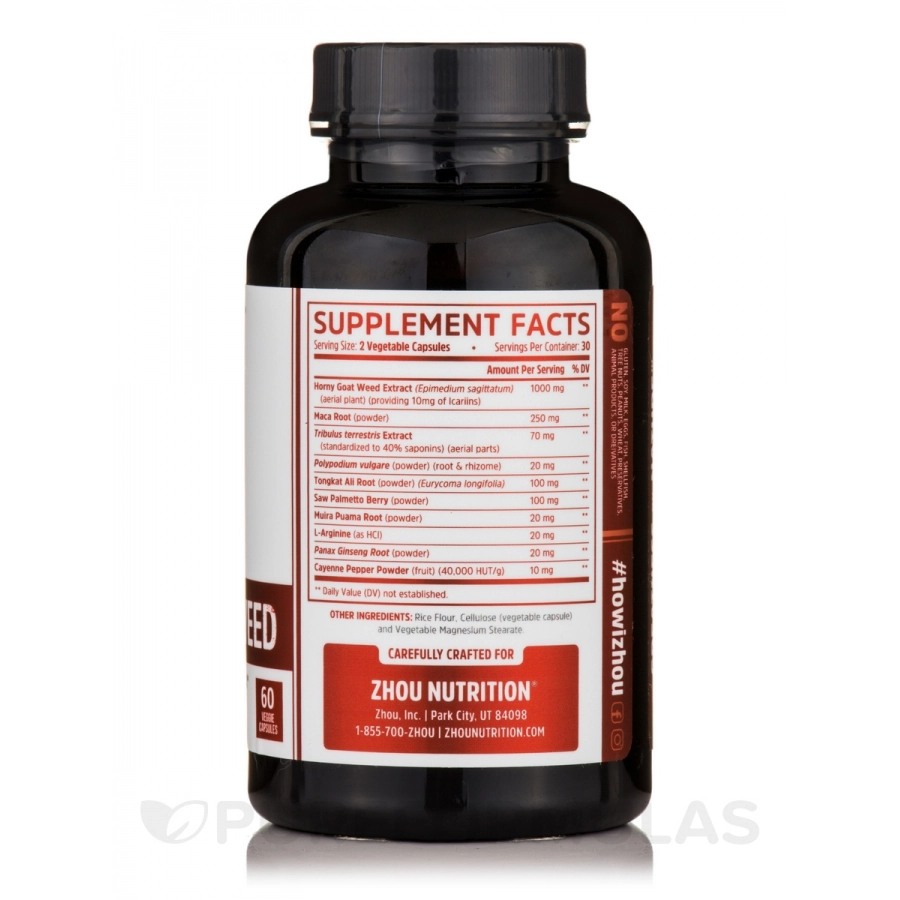 Horny Goat Weed Zhou Nutrition 60 Cápsulas, Complexo de Energia Sexual