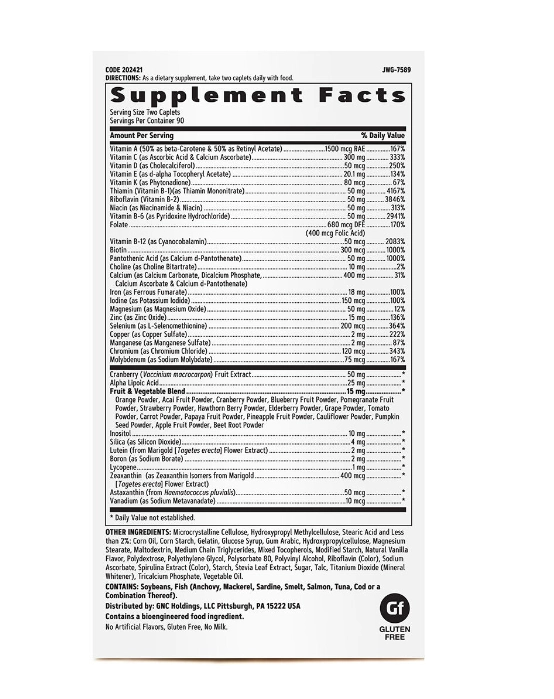 Multivitamínico Ultra Mega, 180 Cápsulas, GNC