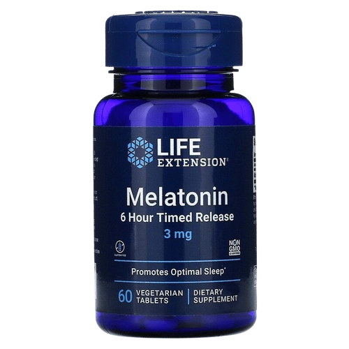 Melatonina, 3mg Timed Realease (Liberação lenta) , 60 cápsulas, Life Extension