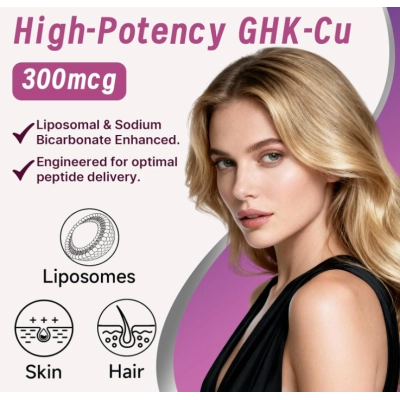 Peptídeo de Cobre GHK-Cu 300mcg, Skin & Hair, 100 Cápsulas, Ewecxine