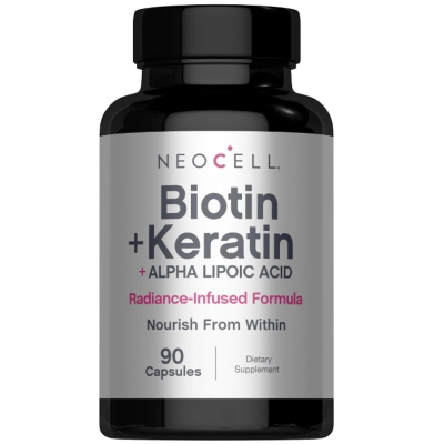 Biotina + Queratina, Complex para Cabelo, Pele e Unhas, 90 Cápsulas, NeoCell