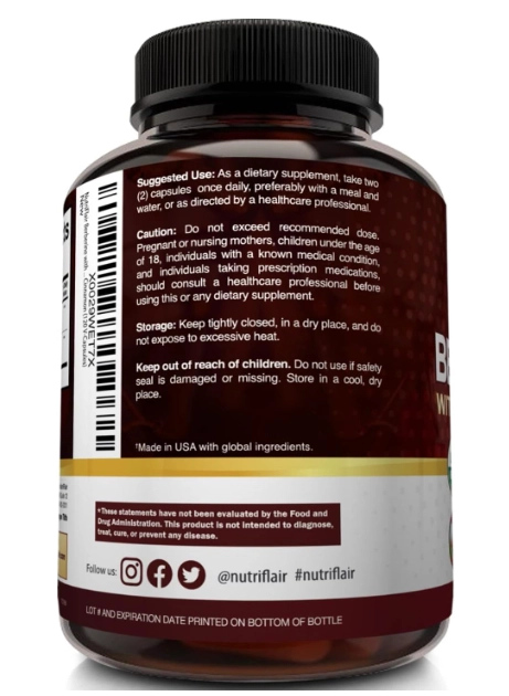 Berberina Orgânica com Canela do Ceilão 1450mg,  120 Cápsulas,  NutriFlair