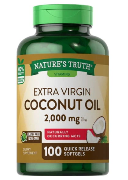 Óleo de Coco Extra Virgem, 2000mg, 100 cápsulas, Nature's Truth