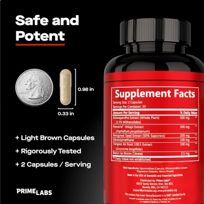 Testosterone Booster, Test Pro, 500mg, 60 Cápsulas, Prime Labs