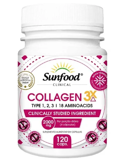 Collagen 3x 2000mg 120 cápsulas - Sunfood 