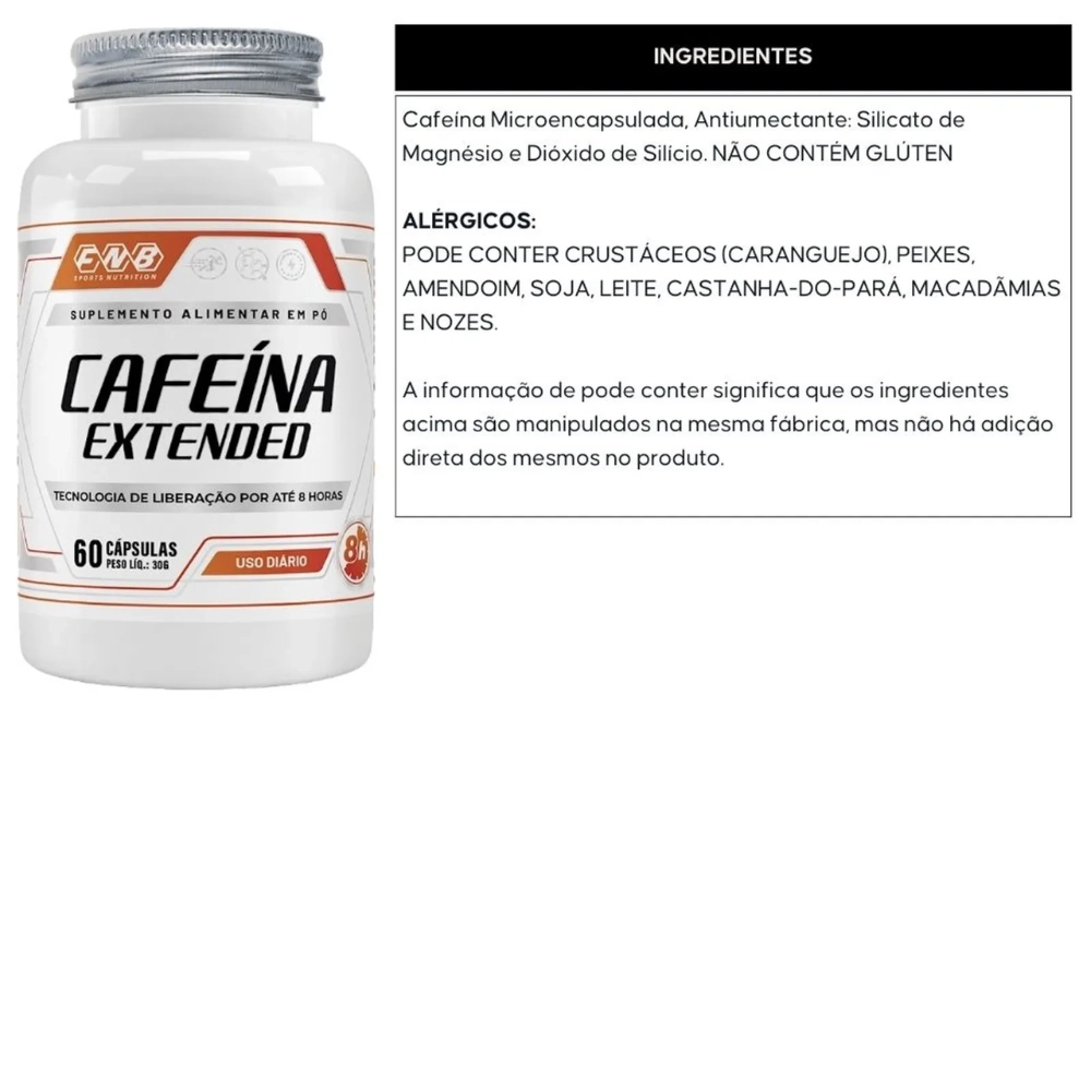 Cafeína Extended 200mg 60 cápsulas - FNB Sports