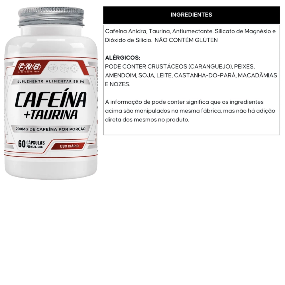 Cafeína + Taurina 60 Cápsulas - FNB Sports