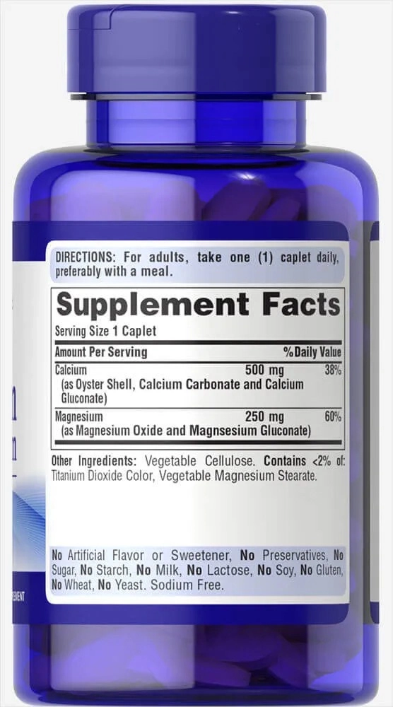 Cálcio Chelated 500mg e Magnésio 250mg, 100 comprimidos, Puritans Pride