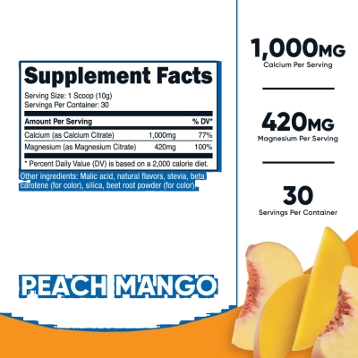 Cálcio e Magnésio 1000mg, Saúde Óssea e Muscular, 303g, Nutricost