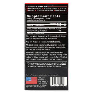 Longjack Tongkat Ali 500mg, 30 Cápsulas, Force Factor