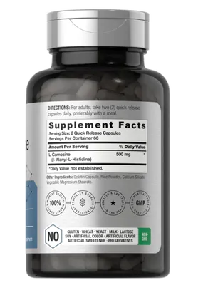 L-Carnosine 500mg, 120 Cápsulas, Horbaach