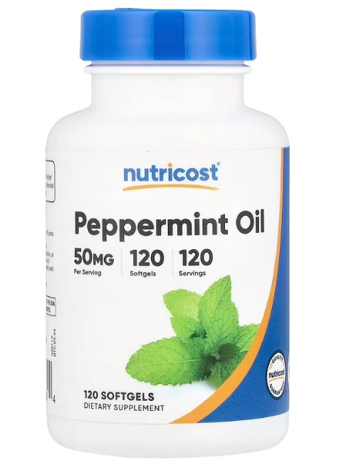 Peppermint Oil, Óleo de Hortelã-Pimenta 50mg, 120 Cápsulas, Nutricost