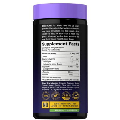 Sleep More, Melatonina 3mg e Magnésio 50mg, 120  Gomas Sabor Mirtilo e Romã, Carlyle