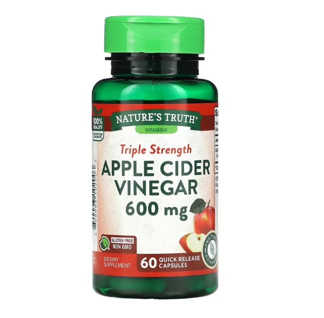 Apple Cider Vinegar (Vinagre de Maçã), 1200 mg, Força Tripla, 60 Cápsulas de Liberação Rápida, Nature's Truth