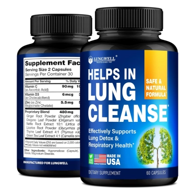 Helps In Lung Cleanse, Auxílio para Parar de Fumar | Limpeza Pulmonar com Verbasco e L-Triptofano, 60 Cápsulas - Lungwell