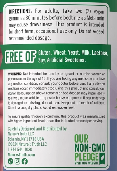 Melatonina 10mg, 70 Gomas Sabor Frutas vermelhas, Nature's Truth