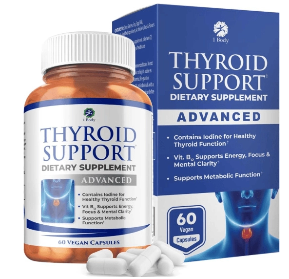 Thyroid Support, Suporte à Tireoide, 60 Cápsulas, 1 Body