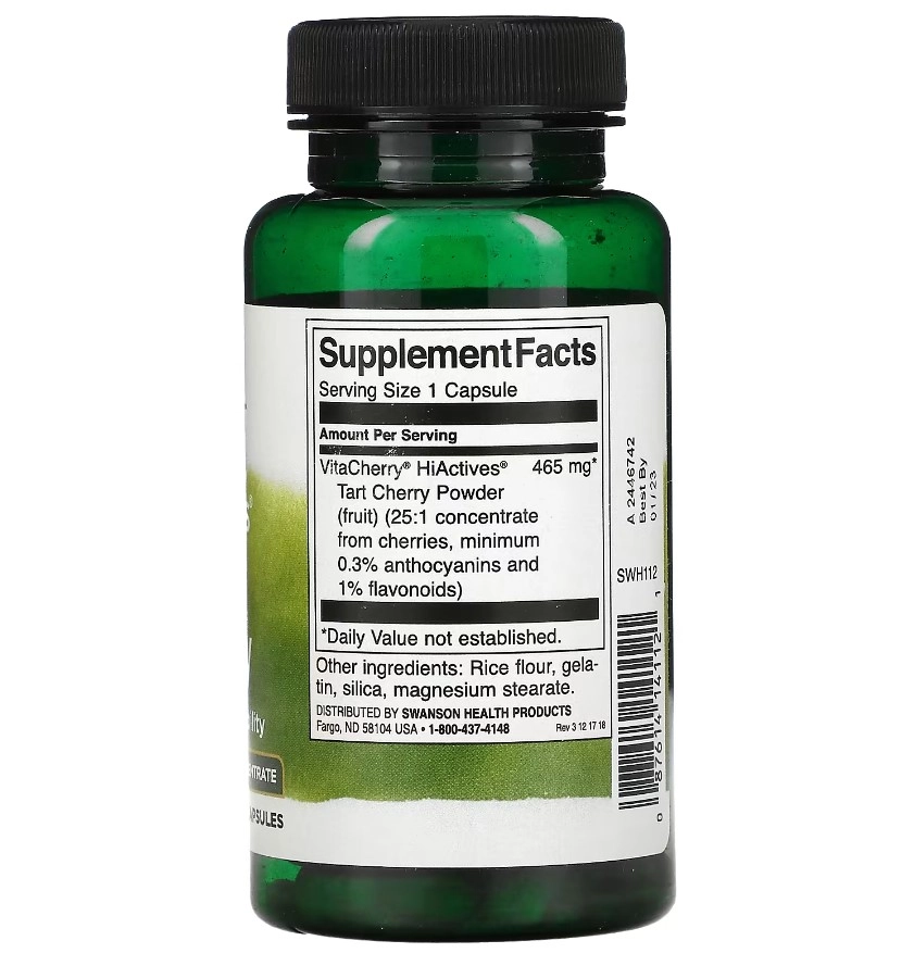 Extrato de Cereja, Cherry Extract, 465mg, 60 cápsulas, Swanson