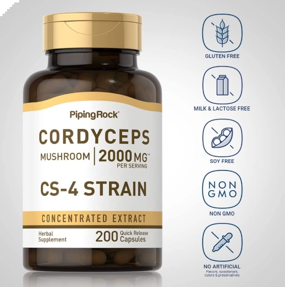 Cordyceps 2000mg, 200 Cápsulas, PipingRock