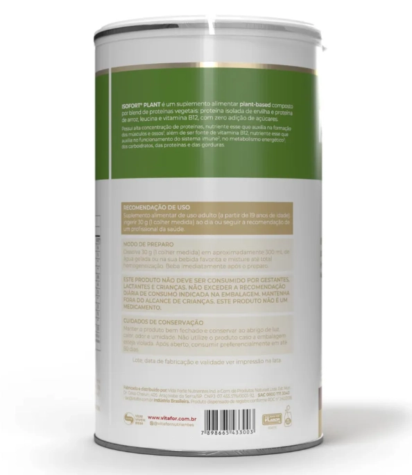 Isofort Plant, 450g Sabor Paçoca, Vitafor