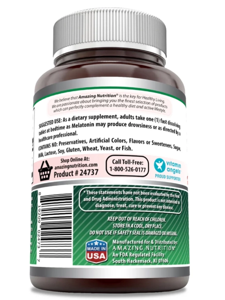 Melatonina 5mg, 250 Comprimidos Sabor Morango, Amazing Formulas
