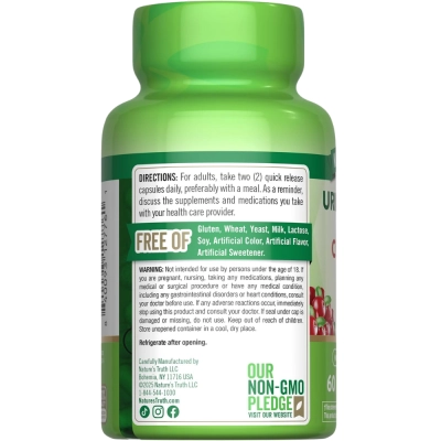Cranberry com D-Manose e Probióticos, 60 Cápsulas, Natures Truth