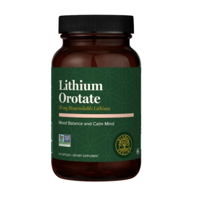 Lithium Orotate 10mg, Humor, Estresse e Equilíbrio Emocional, 60 Cápsulas, Global Healing