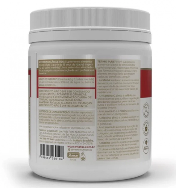 Termo plus, 240g, Sabor frutas vermelhas com gengibre, Vitafor