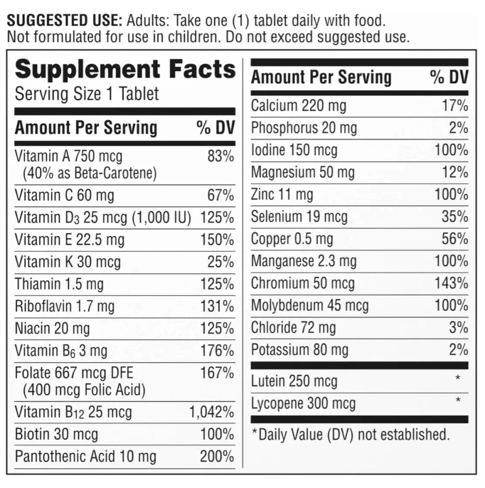 Centrum Silver Adults 50+, 125 Comprimidos, Importado