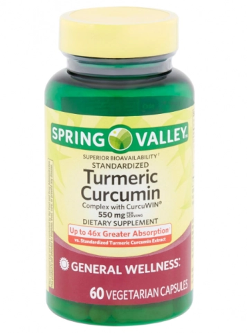 Turmeric Cúrcuma CurcuWIN,  550mg, 60 Cápsulas, Spring Valley