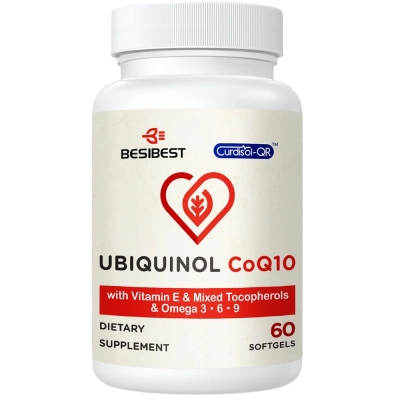 Ubiquinol CoQ10 600 mg com Ômega 3, 6, 9, 60 Softgels, Besibest