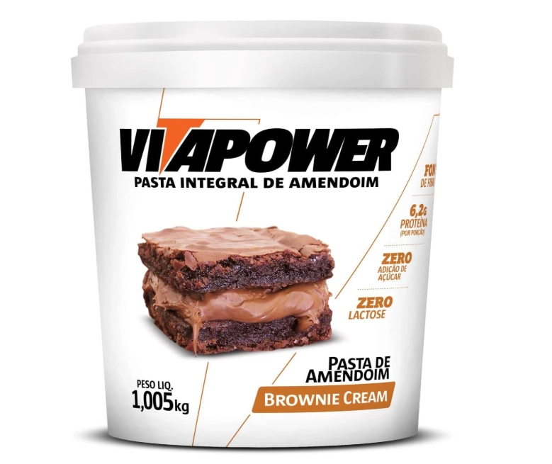 Vitapower Pasta de Amendoim Gourmet, 1.005g Sabor Brownie Cream, Vitafor