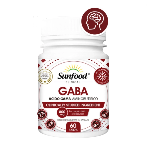 Gaba, Ácido Gama, 800mg, 60 Cápsulas, Sunfood