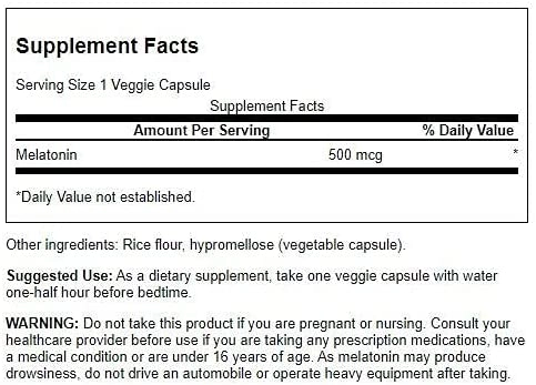 Melatonina 500mcg, 60 Cápsulas, Swanson