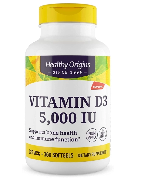 Vitamina D3 5000UI, 360 Cápsulas, Healthy Origins