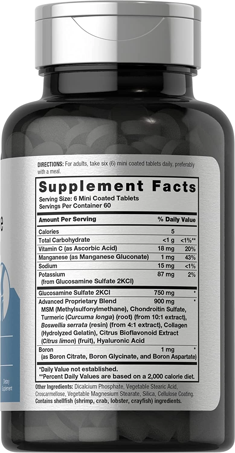 Glucosamina  Condroitina, + MSM e Turmeric, 900mg, 360 Mini Comprimidos, Horbaach