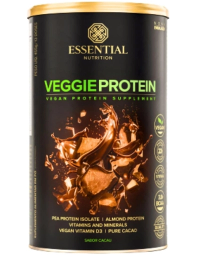 Veggie Protein Cacao, Sabor Cacau 455g, Essential Nutrition