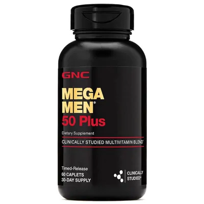 Mega Men 50 Plus, Multivitamínico Senior, 60 Cápsulas, GNC